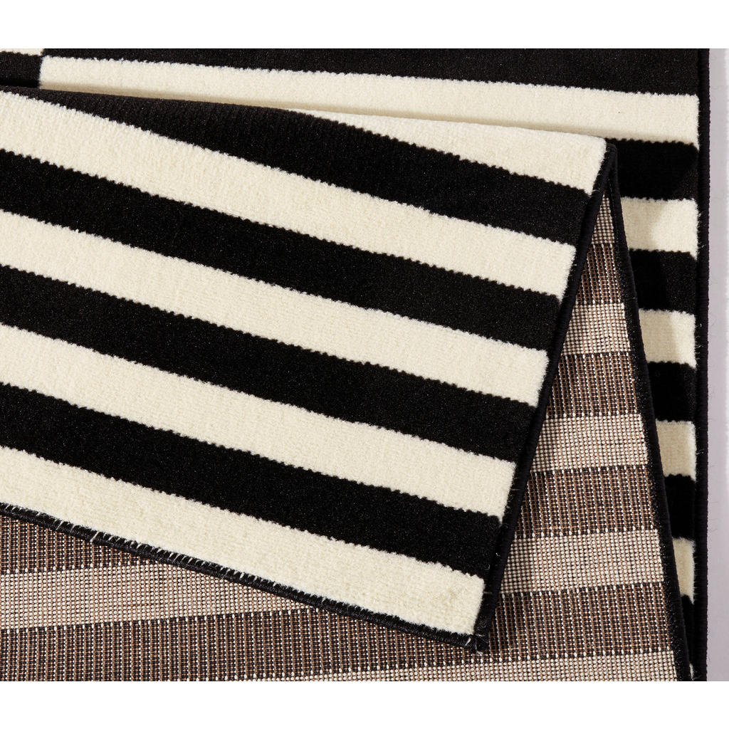 Thumbnail - Hanse Home Flachwebeteppich Gloria, Creme, Schwarz, Kunststoff, Streifen, rechteckig, 120x170 cm, Oeko-Tex® Standard 100...