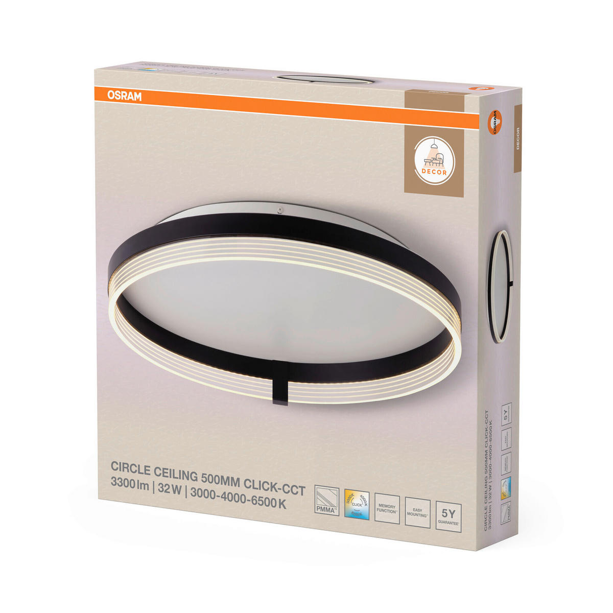 LED-DECKENLEUCHTE 50/9,4 cm   - Schwarz, Design, Kunststoff (50/9,4cm) - Osram