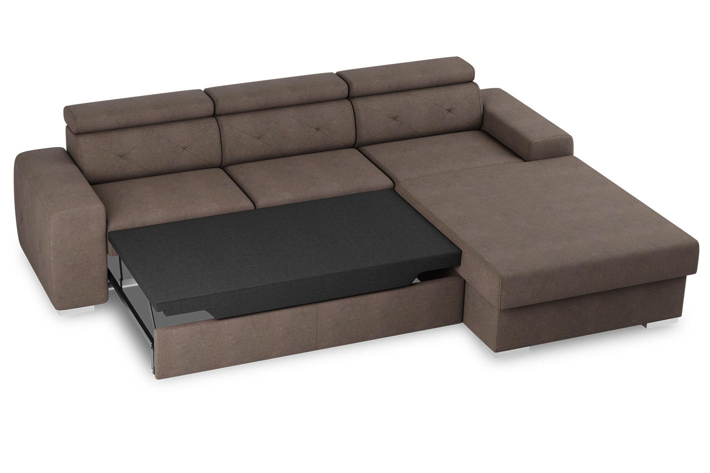 ECKSCHLAFSOFA in Braun Textil   - Braun, Design, Textil (296/195cm) - MID.YOU