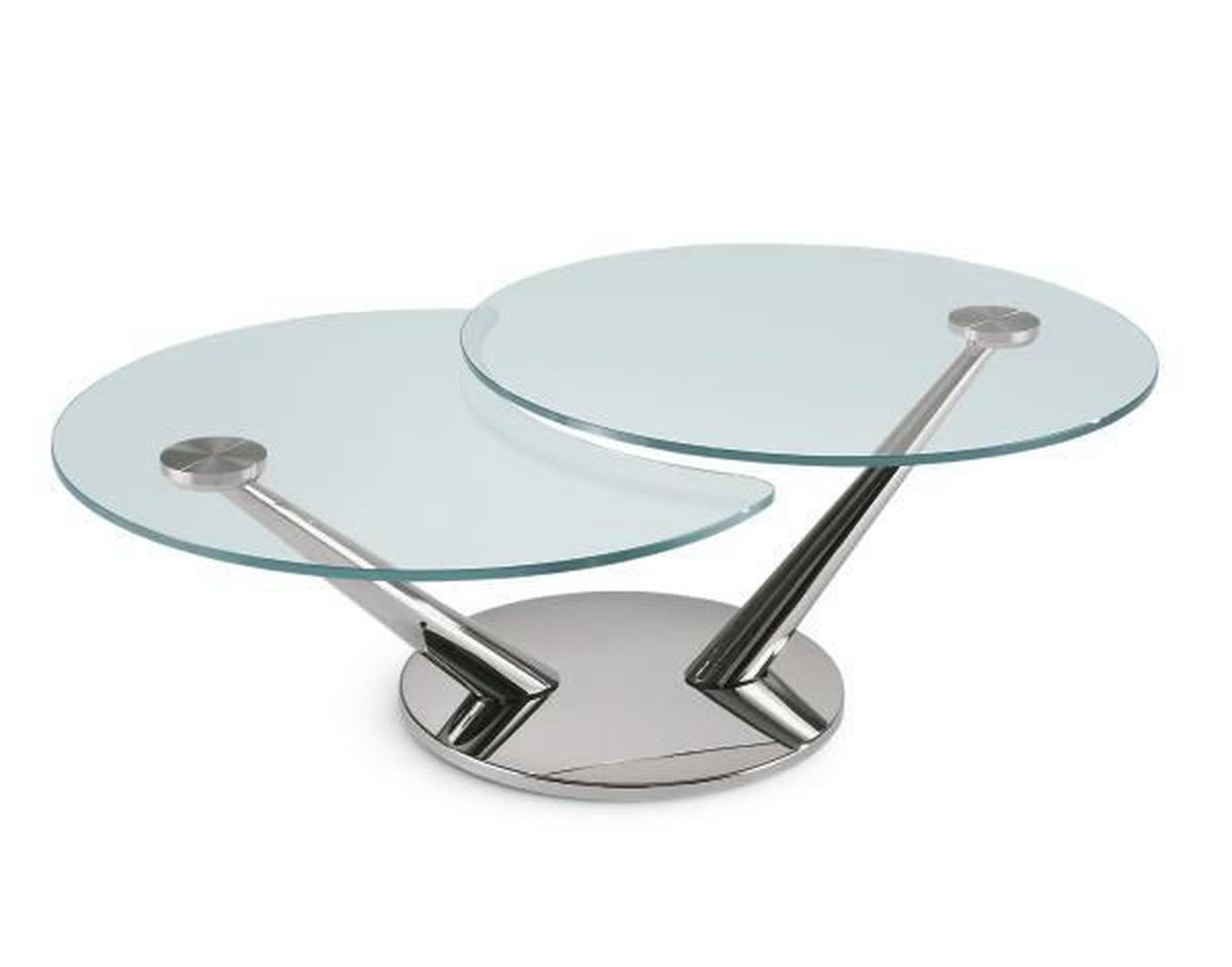 COUCHTISCHE Klarglas Klarglas 80(128)/80/40 cm rund Chromfarben  - Chromfarben, Design, Glas/Metall (80(128)/80/40cm) - Naos