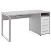 SCHREIBTISCH 150/70/75 cm  in Weiß, Hellgrau  - Silberfarben/Hellgrau, MODERN, Glas/Holzwerkstoff (150/70/75cm)