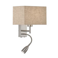 WANDLEUCHTE 25/38 cm   - Sandfarben/Nickelfarben, Design, Textil/Metall (25/38cm) - Fischer & Honsel