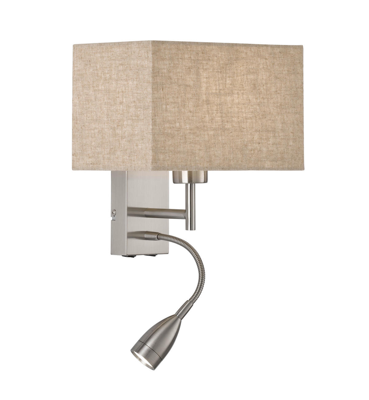 WANDLEUCHTE 25/38 cm   - Sandfarben/Nickelfarben, Design, Textil/Metall (25/38cm) - Fischer & Honsel