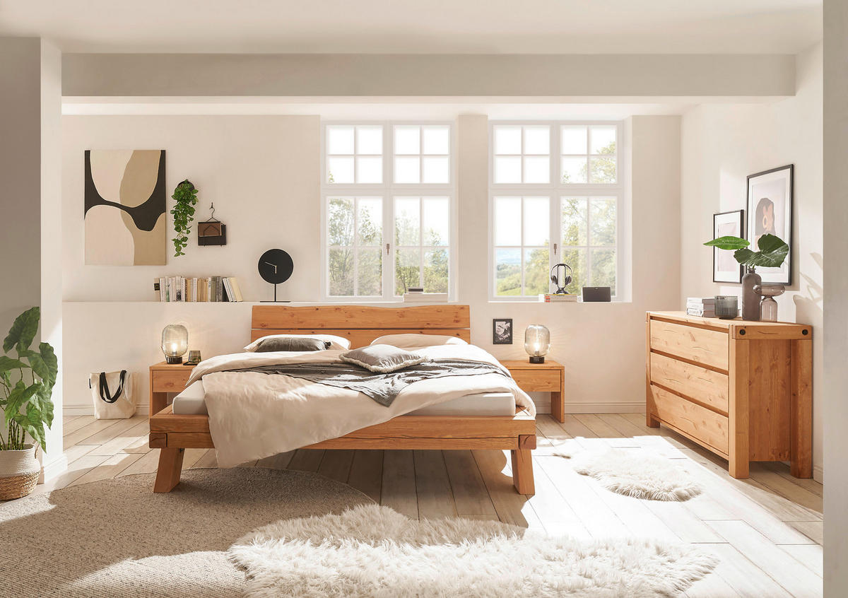 BALKENBETT 180/200 cm,  in Honigeiche,  - Honigeiche, MODERN, Holz (180/200cm) - Livetastic