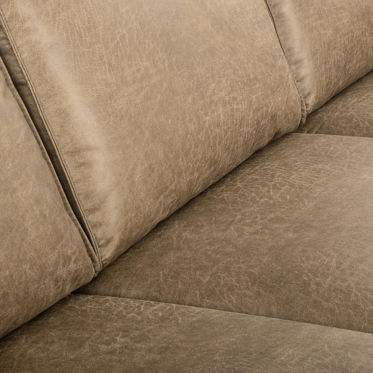 ECKSOFA Graubraun Echtleder Lederlook Bettkasten, Schlaffunktion, Rücken echt  - Graubraun/Schwarz, Design, Leder/Textil (166/238cm) - Livetastic