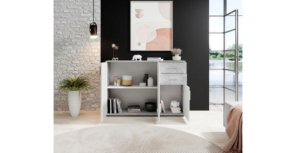 KOMMODE Bobby in 120/82/35 cm - Silberfarben/Weiß, KONVENTIONELL, Holzwerkstoff/Kunststoff (120/82/35cm) - Carryhome
