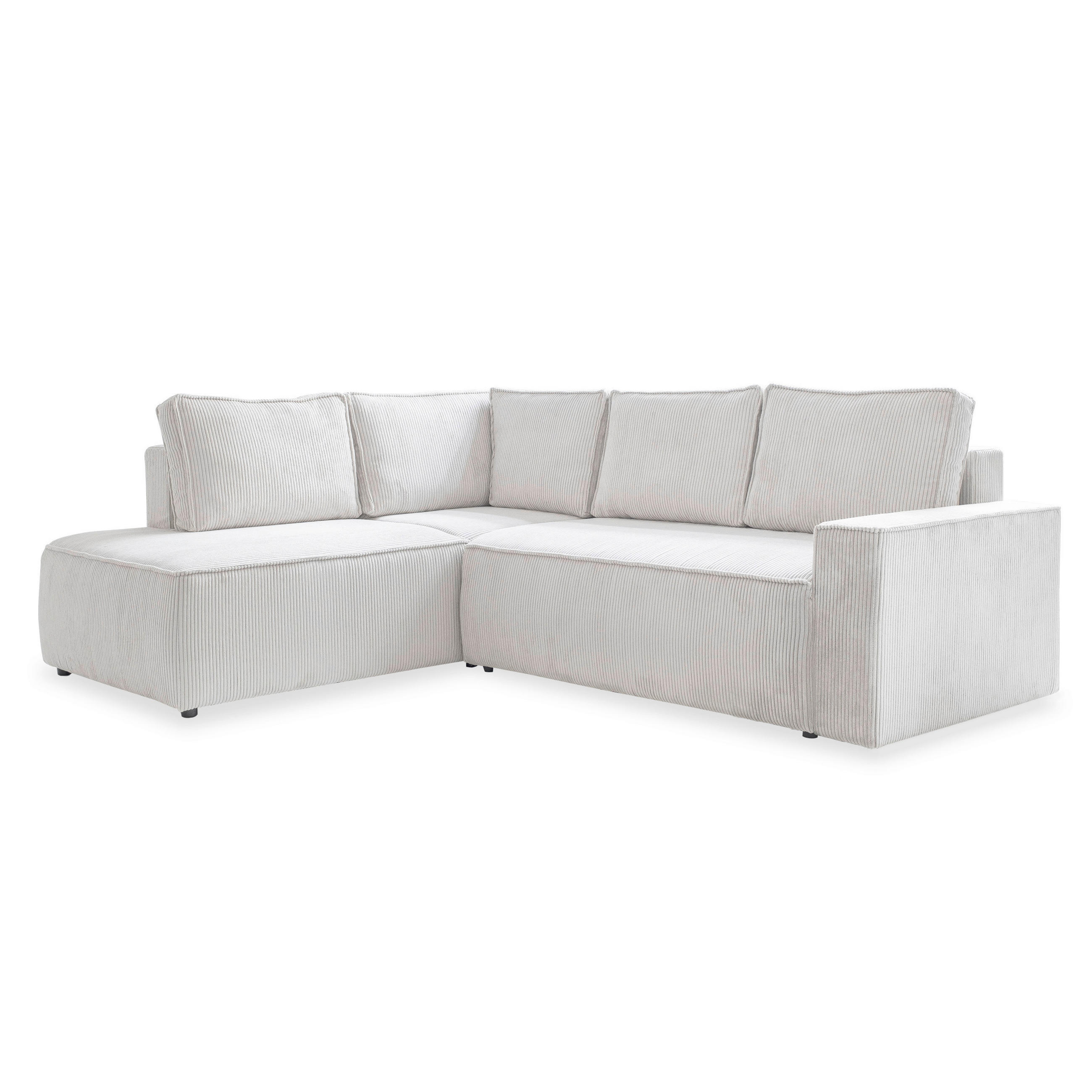 ECKSOFA Cord Beige  - Beige/Schwarz, Design, Kunststoff/Textil (194/247cm) - MID.YOU