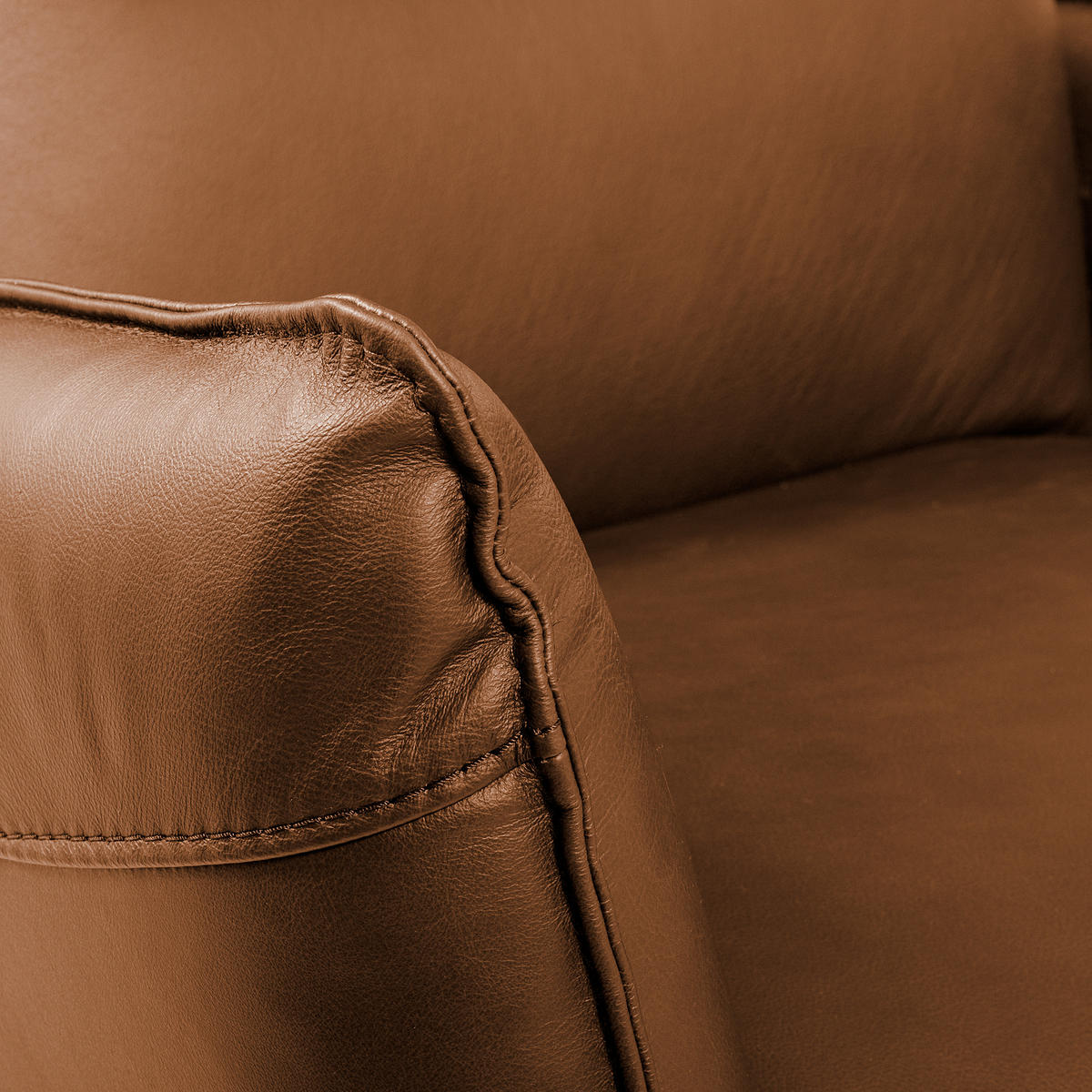 RELAXSESSEL in Leder Cognac  - Cognac/Schwarz, Design, Leder/Metall (77/107/88cm) - Livetastic