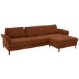 ECKSOFA  in Chenille, Flachgewebe Rostfarben  316/175 cm  - Rostfarben/Schwarz, Design, Textil/Metall (316/175cm) - Dieter Knoll