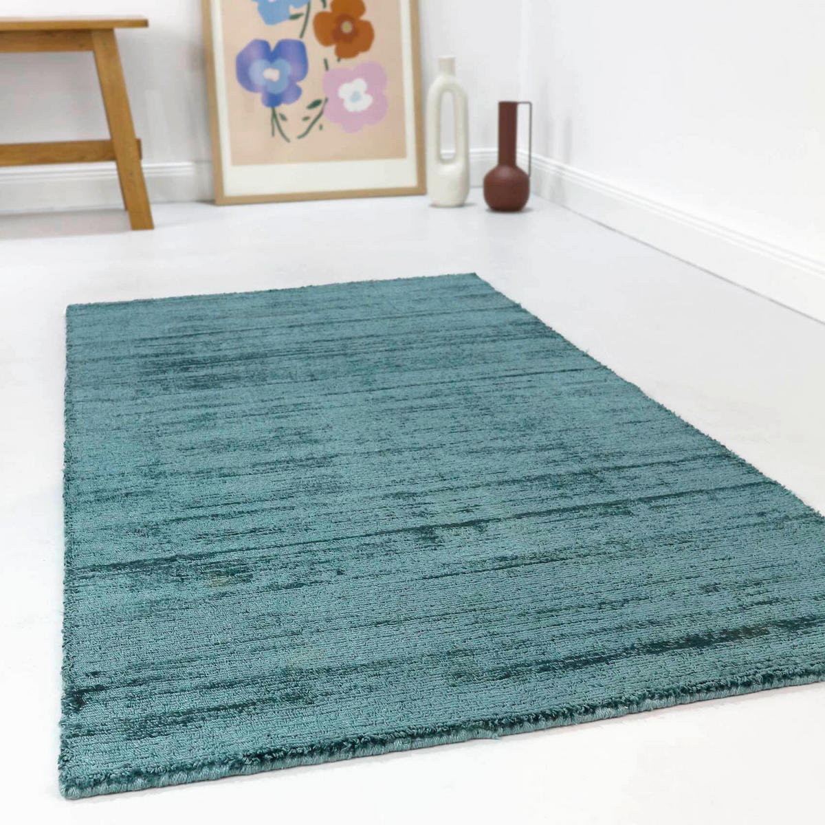 HANDWEBTEPPICH  Wohnzimmer 160/230 cm Gil Petrol rechteckig  - Petrol, KONVENTIONELL, Textil (160/230cm) - Esprit