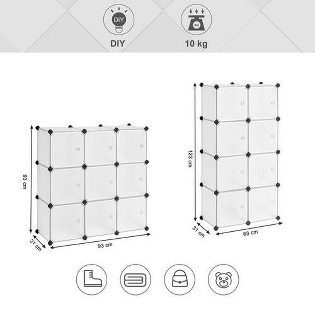 KOMBINÁCIA REGÁLOV, biela, železo, 93/123/31 cm - čierna/biela, Basics, kov/plast (93/123/31cm) - Boxxx