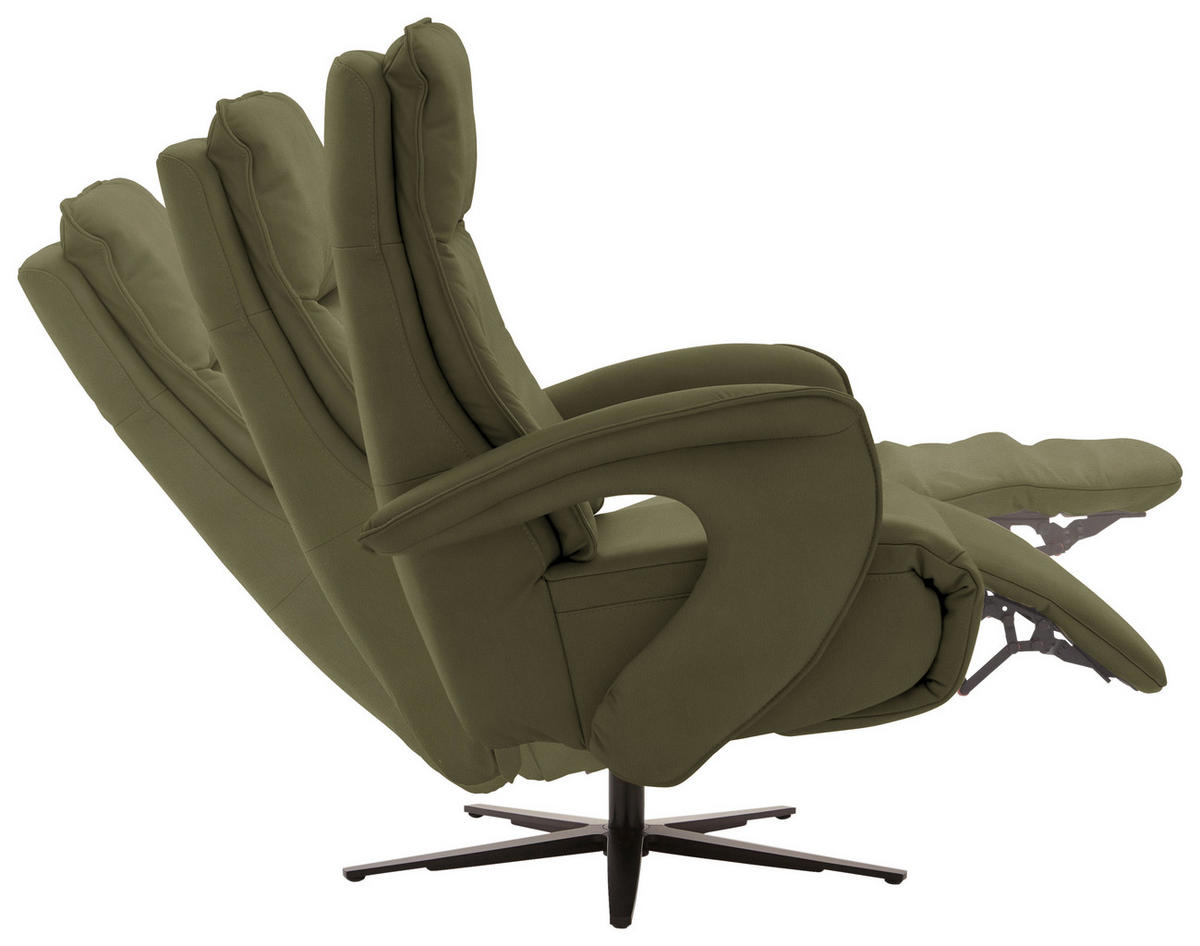 RELAXSESSEL in Leder Grün  - Schwarz/Grün, Design, Leder/Metall (77/110/87cm) - Valdera
