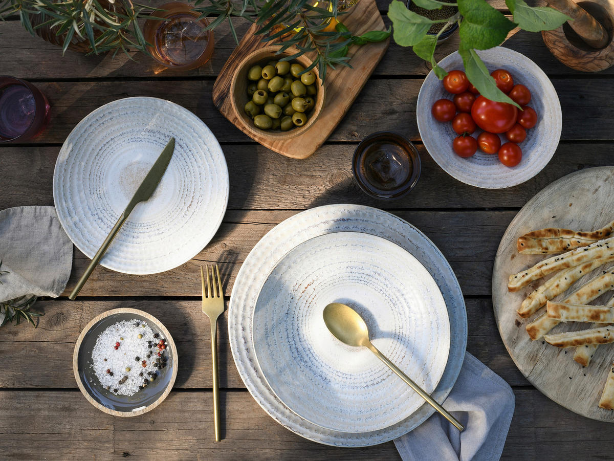 TAFELSERVICE Braun, Creme Neapel Offwhite 16-teilig  - Creme/Braun, Basics, Keramik - Creatable