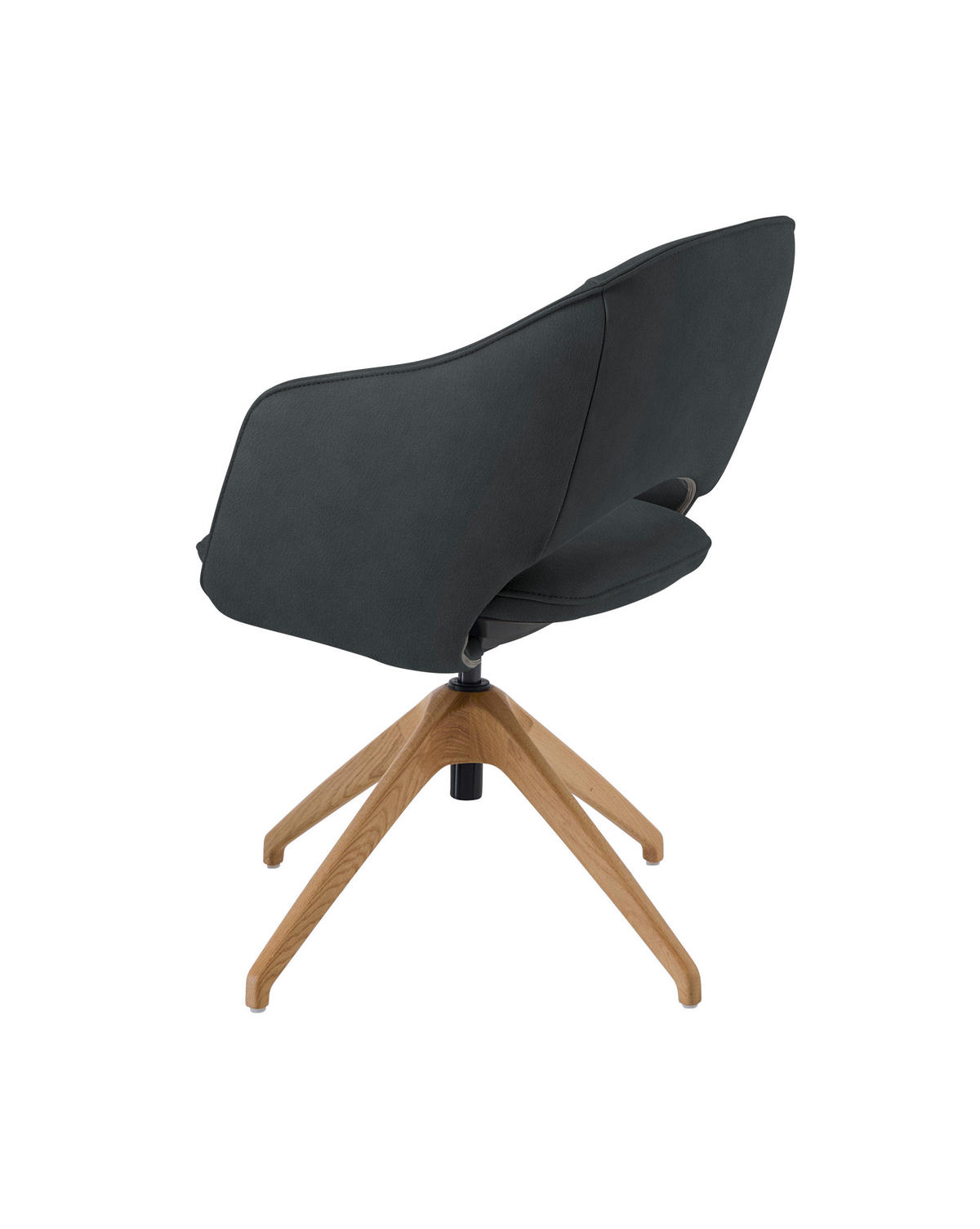 ARMLEHNSTUHL  in Echtleder naturbelassen  - Wildeiche/Graubraun, Design, Leder/Holz (63/74-90/57-73cm) - Koinor