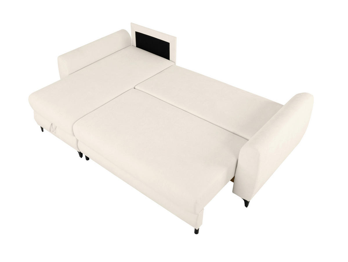 ECKSOFA Moli Creme Bouclé  - Creme/Schwarz, Design, Textil/Metall (236/148cm) - MID.YOU