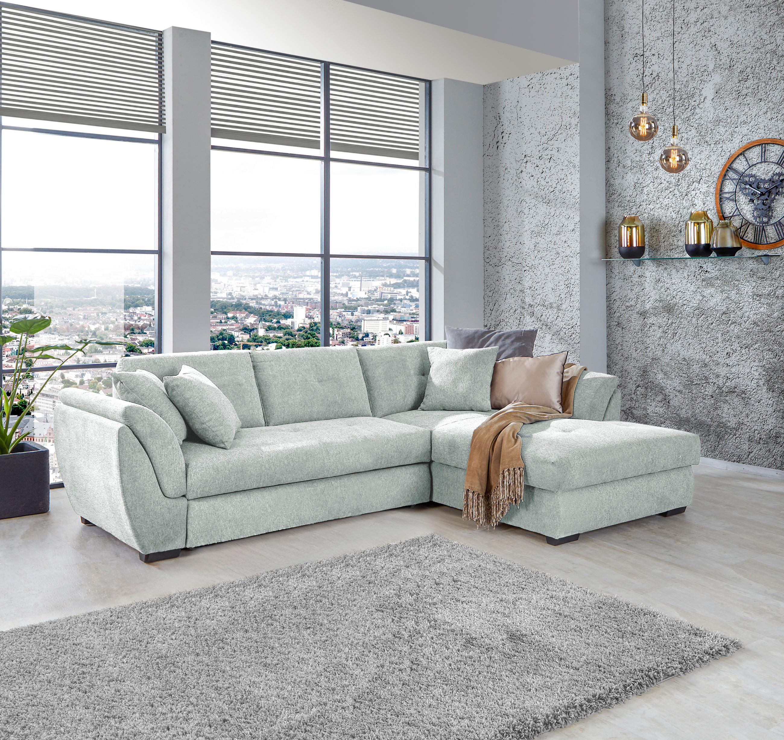 HÖRNSOFFA i vävt tyg ljusgrå  - ljusgrå/svart, Design, textil/plast (278/187cm) - Livetastic