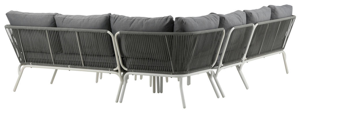 DINING-LOUNGESET  - Weiß/Grau, KONVENTIONELL, Textil/Metall - Gardenson