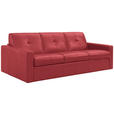 SCHLAFSOFA Bard in Echtleder Rot  - Rot/Hellgrau, KONVENTIONELL, Leder/Kunststoff (206/81/96cm) - Novel