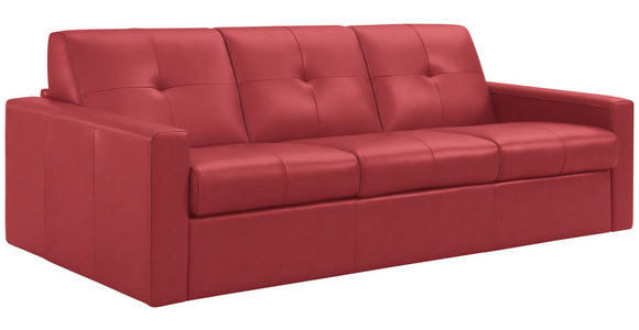 SCHLAFSOFA Bard in Echtleder Rot  - Rot/Hellgrau, KONVENTIONELL, Leder/Kunststoff (206/81/96cm) - Novel