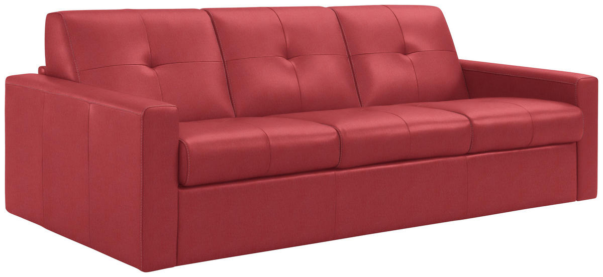 SCHLAFSOFA Rot  - Rot/Hellgrau, Konventionell, Leder/Kunststoff (206/81/96cm) - Novel