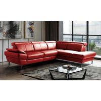 ECKSOFA  in Lederlook Echtleder Rot  - Rot/Schwarz, Design, Leder/Textil (264/211cm) - Livetastic