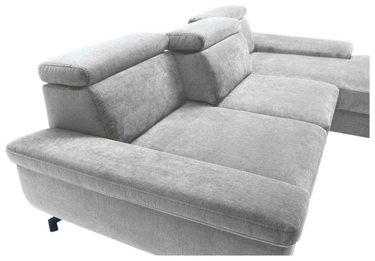 ECKSOFA RIMA Silberfarben Velours  - Silberfarben, MODERN, Textil/Metall (262/182cm) - Trendmanufaktur