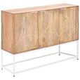 SIDEBOARD Mangoholz vollmassiv Naturfarben, Weiß Einlegeböden  - Weiß/Naturfarben, Design, Holz/Metall (145/85/42cm) - Ambia Home