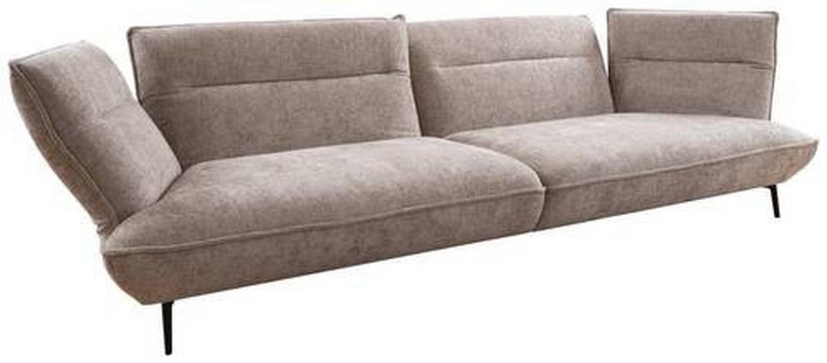 MEGASOFA Flachgewebe Taupe  - Taupe/Schwarz, Design, Textil/Metall (339/92/99cm) - Moderano