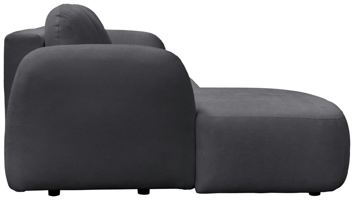 ECKSOFA VELU Graphitfarben Chenille  - Schwarz/Graphitfarben, Design, Textil (175cm) - MID.YOU