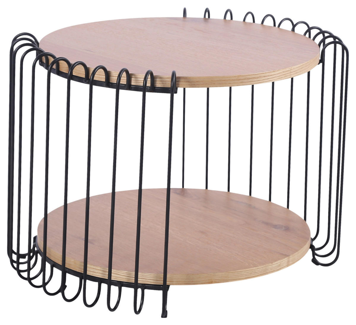 COUCHTISCH Eiche furniert 60/60/48 cm rund Schwarz, Eichefarben  - Eichefarben/Schwarz, Basics, Holz/Holzwerkstoff (60/60/48cm) - Stylife