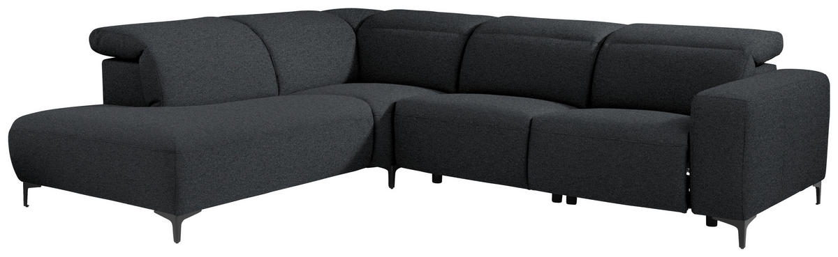 ECKSOFA Anthrazit Flachgewebe  - Anthrazit/Schwarz, Design, Textil/Metall (238/290cm) - Pure Home Lifestyle