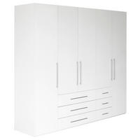 GARDEROB MED GÅNGJÄRN 244/218,6/59,4 cm 5-dörrar - vit/aluminiumfärg, Klassisk, metall/trämaterial (244/218,6/59,4cm) - Best Price