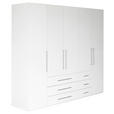 DREHTÜRENSCHRANK  in Weiß, Weiß Hochglanz  - Weiß Hochglanz/Alufarben, KONVENTIONELL, Holzwerkstoff/Metall (244/218,6/59,4cm) - Xora