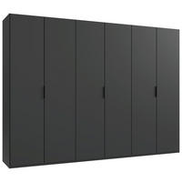GARDEROB MED VIKDÖRRAR 300/216/58 cm 3-dörrar - grafitfärgad/svart, Design, trämaterial (300/216/58cm) - Boxxx