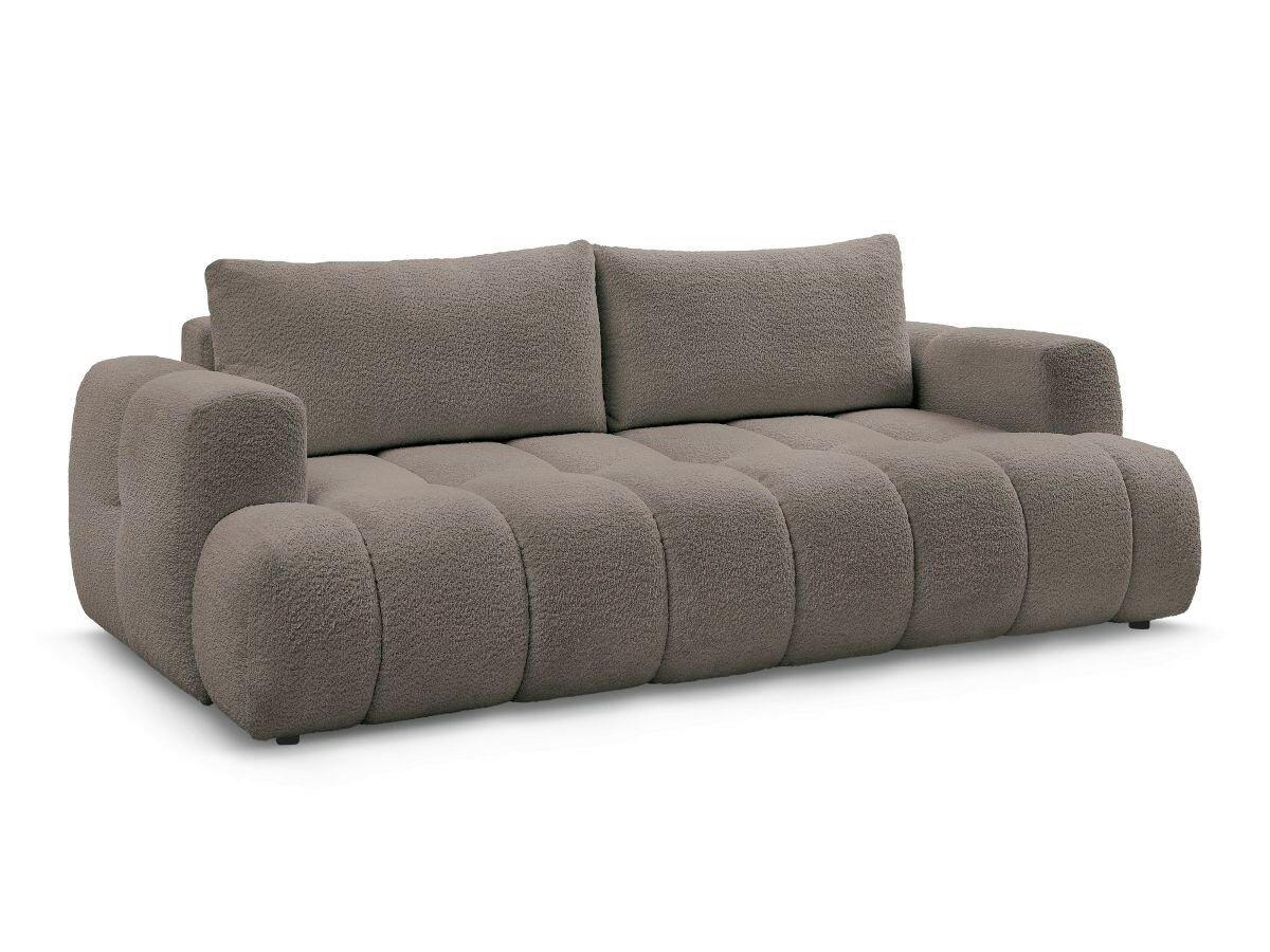 SCHLAFSOFA FUJI Bouclé Taupe  inkl.  - Taupe/Schwarz, MODERN, Kunststoff/Textil (251/113/88cm)