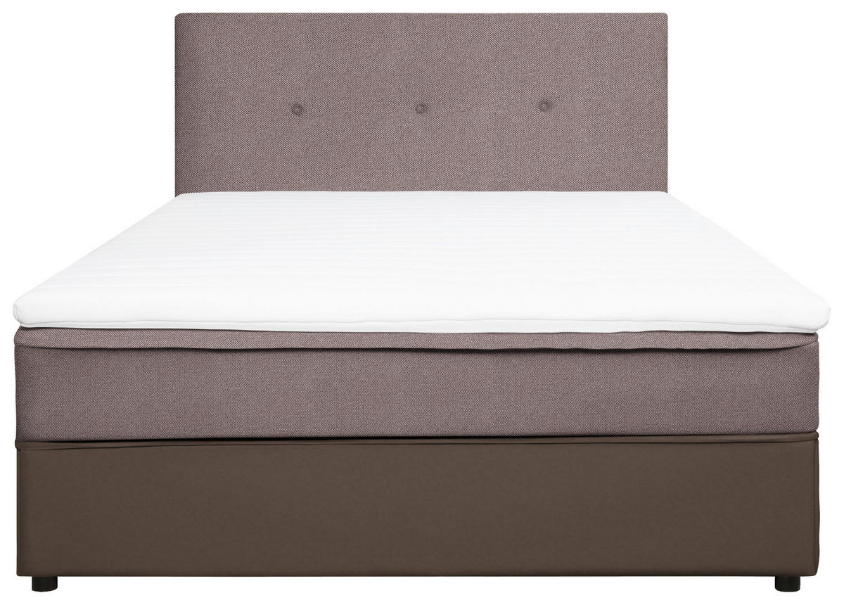 BOX-ÁGY 120/200 cm  szürke, világosbarna  - fekete/világosbarna, Konventionell, textil/fa (120/200cm) - Carryhome