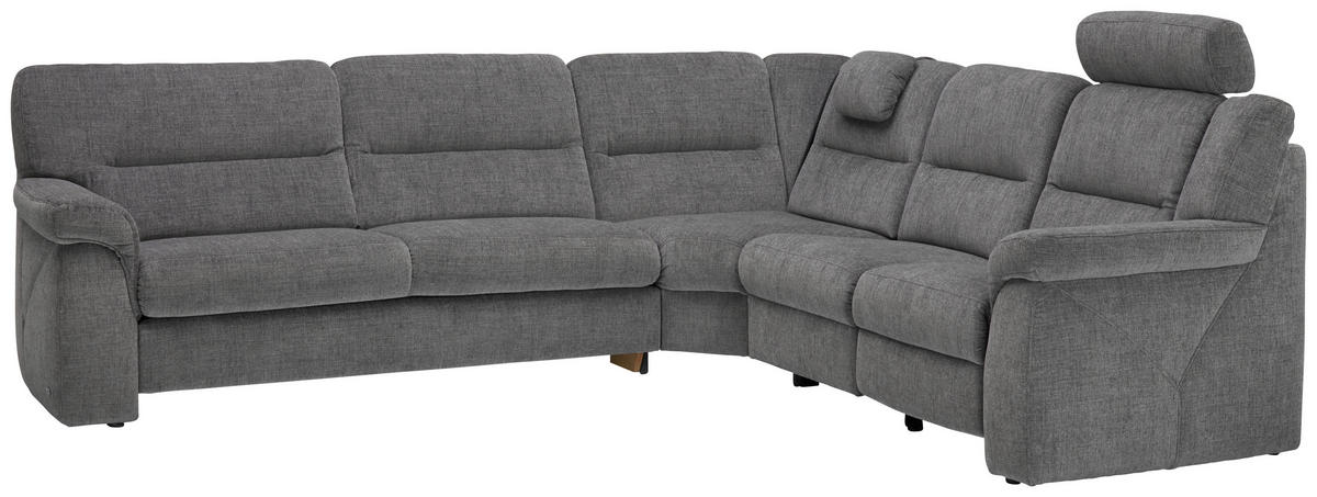 ECKSOFA in Chenille Grau  - Schwarz/Grau, Konventionell, Kunststoff/Textil (282/252cm) - Himolla