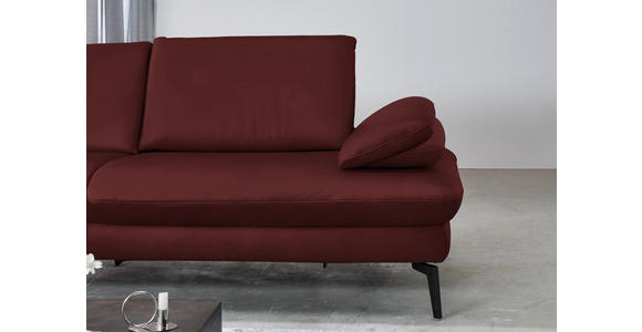 ECKSOFA in Echtleder Rot  - Rot/Schwarz, Design, Leder/Metall (157/325cm) - Dieter Knoll