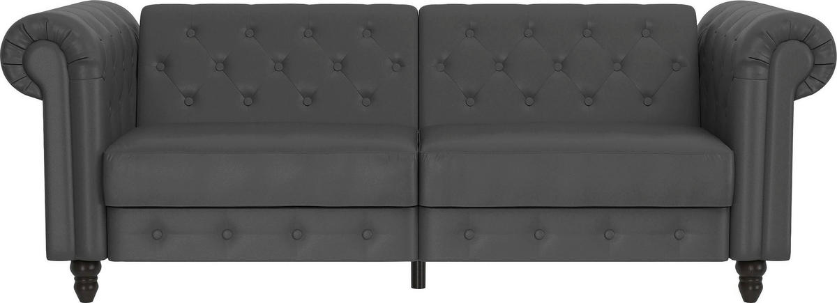 SCHLAFSOFA FIRENZE in Lederlook Grau Vintage, Skandinavisch, Modern  - Schwarz/Grau, Basics, Holz/Textil (236/83/87cm) - Livetastic