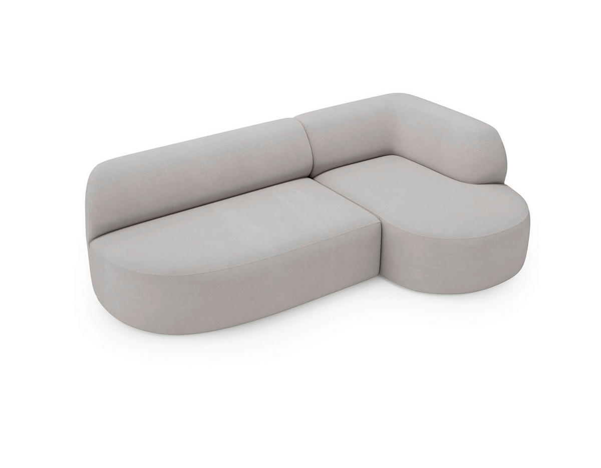 ECKSOFA LEILA in Chenille Hellgrau  218/156 cm  - Hellgrau/Schwarz, Design, Kunststoff/Textil (218/156cm) - Livetastic