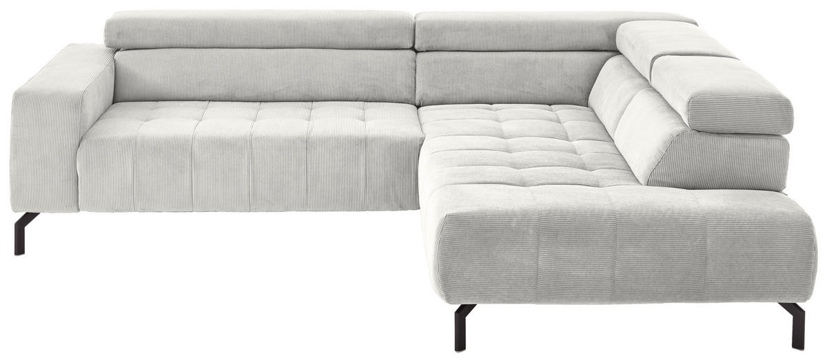 ECKSOFA Hellgrau Cord  - Hellgrau/Schwarz, Design, Textil/Metall (261/214cm) - Beldomo Style