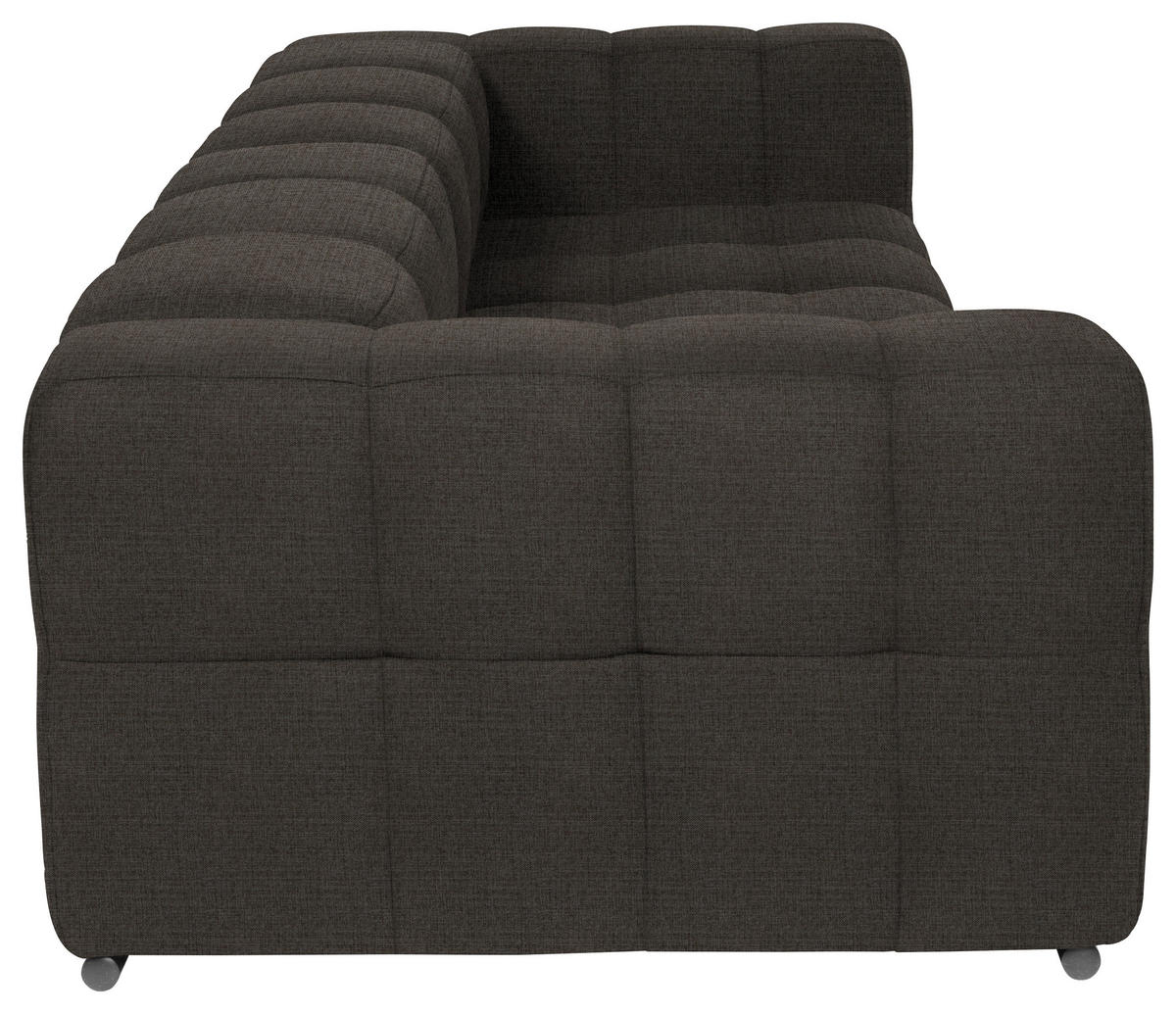 BIGSOFA  in Flachgewebe, Leinenoptik Dunkelbraun  - Dunkelbraun/Schwarz, Design, Textil/Metall (262/66/113cm) - Belluti