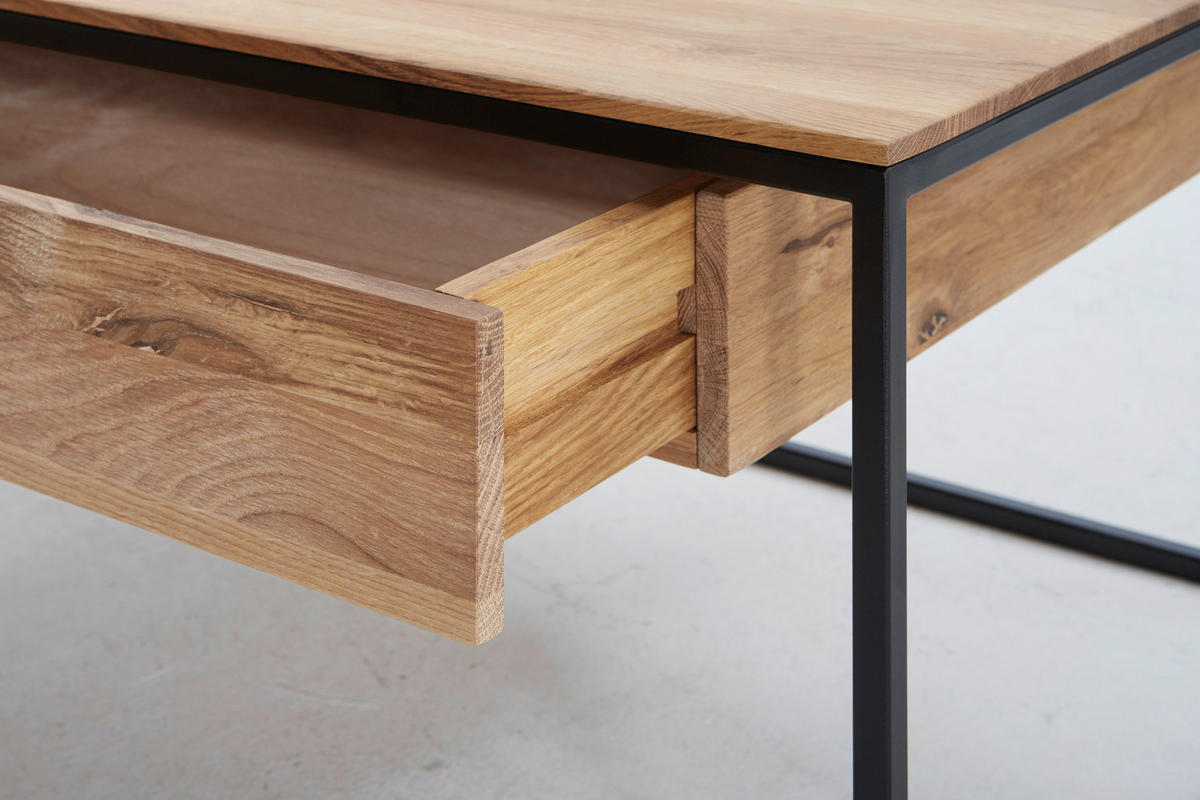 COUCHTISCH in Holz 100/60/41,5 cm  - Eichefarben/Schwarz, Design, Holz/Metall (100/60/41,5cm) - Novel