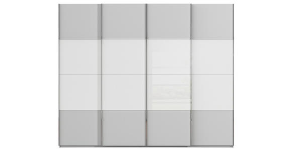 SCHWEBETÜRENSCHRANK  in Weiß, Seidengrau  - Chromfarben/Seidengrau, KONVENTIONELL, Glas/Holzwerkstoff (271/223/68cm) - Novel