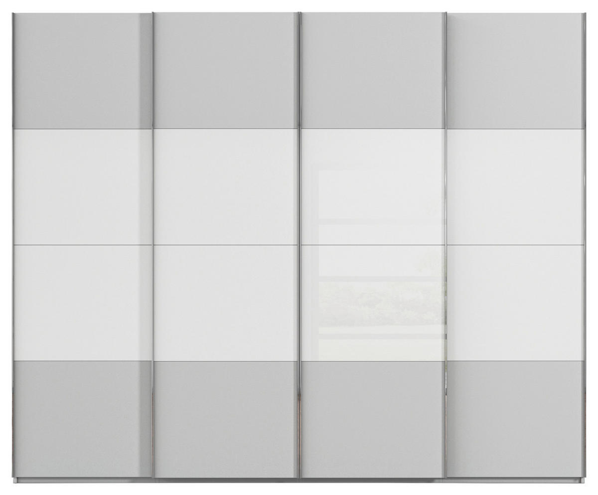 SCHWEBETÜRENSCHRANK 271/235/68 cm 4-türig Grau, Weiß  - Chromfarben/Weiß, KONVENTIONELL, Glas/Holzwerkstoff (271/235/68cm) - Novel