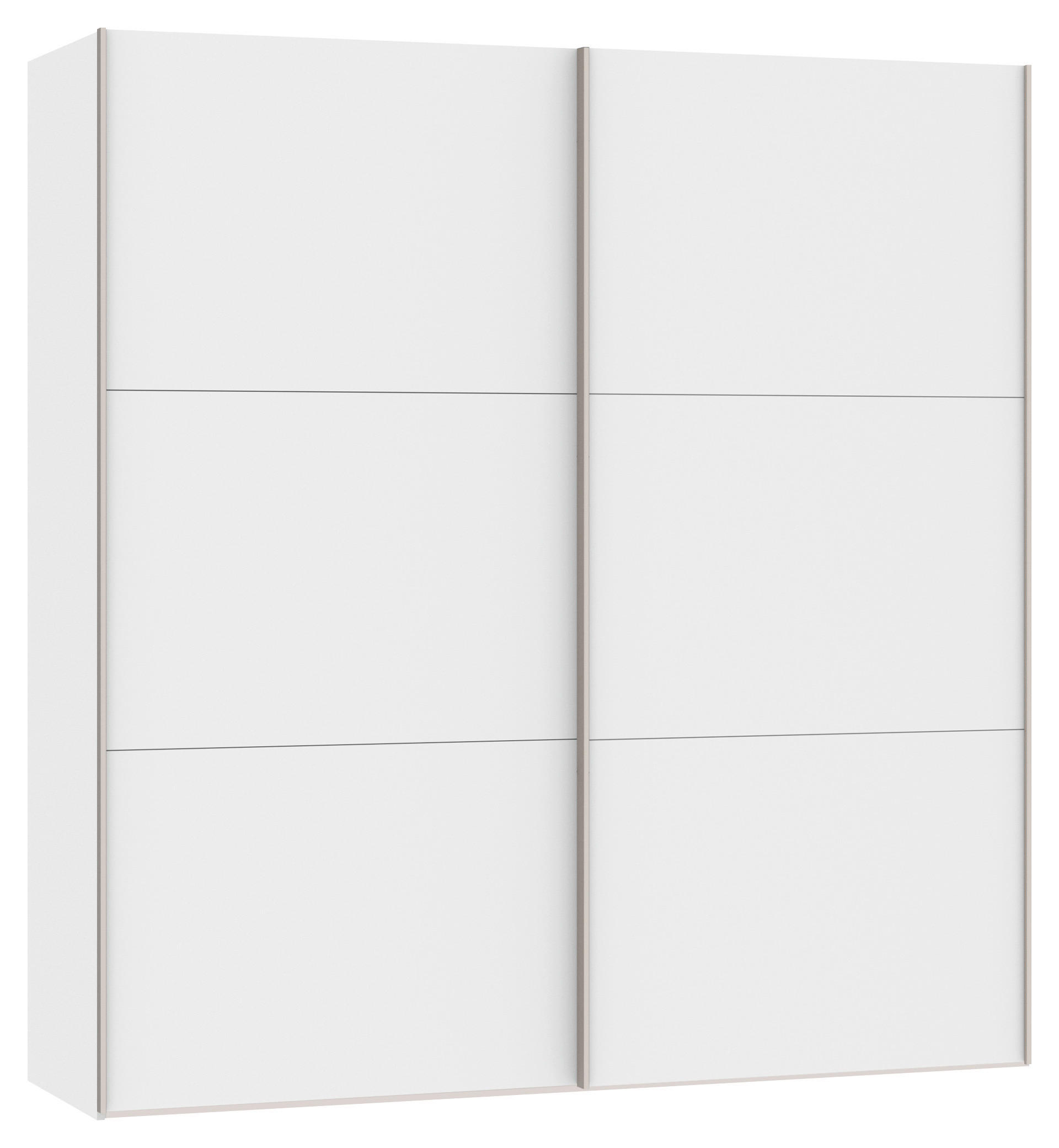 SCHWEBETÜRENSCHRANK  in Weiß  - Edelstahlfarben/Weiß, Design, Holzwerkstoff (203/215/65cm) - Boxxx