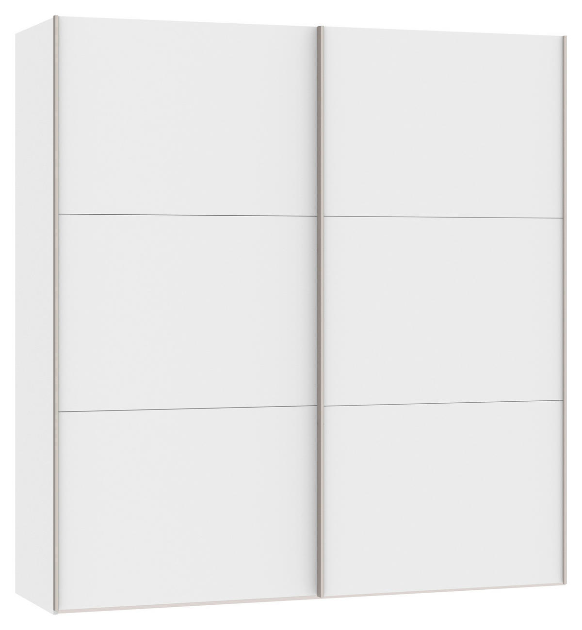 SCHWEBETÜRENSCHRANK  in Weiß  - Edelstahlfarben/Weiß, Design, Holzwerkstoff (203/215/65cm) - Boxxx