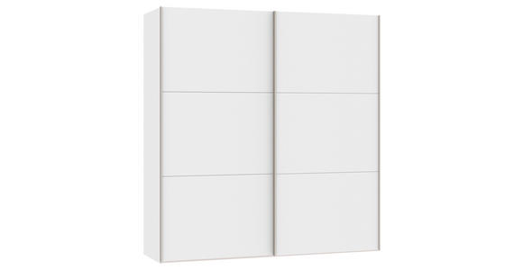 SCHWEBETÜRENSCHRANK  in Weiß  - Edelstahlfarben/Weiß, Design, Holzwerkstoff (203/215/65cm) - Carryhome