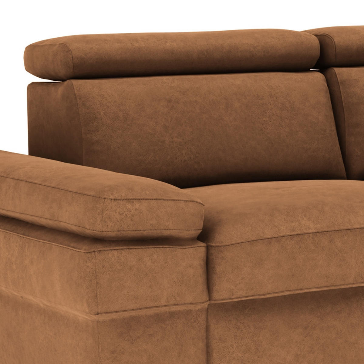 ECKSOFA in Mikrofaser Braun  - Silberfarben/Braun, Konventionell, Textil/Metall (182/82/259cm) - Trendmanufaktur