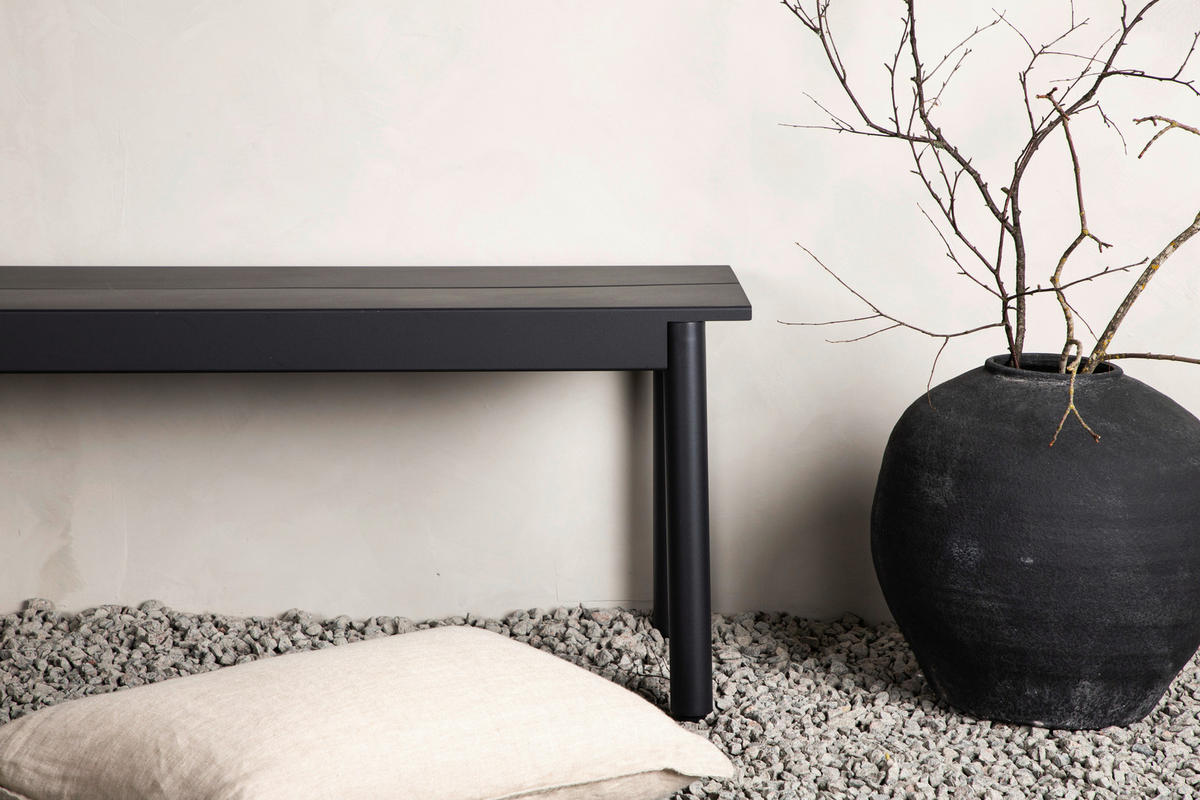 GARTENBANK 180/35/40 cm  Aluminium  - Schwarz, KONVENTIONELL, Metall (180/35/40cm) - Gardenson